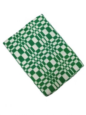 Одеяло байковое хлопок зеленая клетка мелкая 1,5 сп.