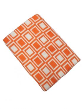 Одеяло байковое хлопок оранжевое квадраты 1,5 сп.