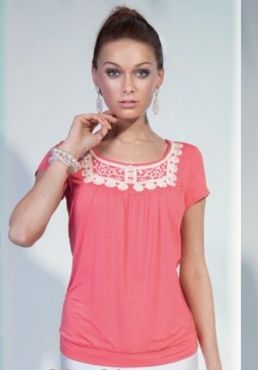 Блуза женская с кружевной кокеткой, мод. 64-3