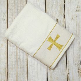 Крестильное полотенце Крестик золото, 70х135