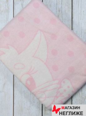 Одеяло байковое розовое Кот 90х100