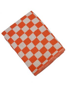 Одеяло байковое хлопок оранжевая клетка 1,5 сп.
