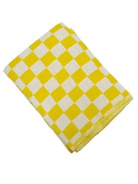 Одеяло байковое хлопок желтая клетка 1,5 сп.